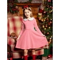 thumbnail image 3 of Oudiya Girls Long Sleeve Dress Casual Vintage Peter Pan Collar Swing Party Dress, 5-14 Years, 3 of 7
