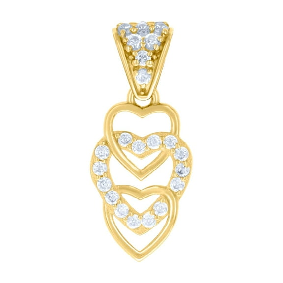10k Yellow Gold Womens Cubic Zirconia Intertwined Love Hearts Charm Pendant Necklace 21.6x8.9mm Wide Pendant for Women
