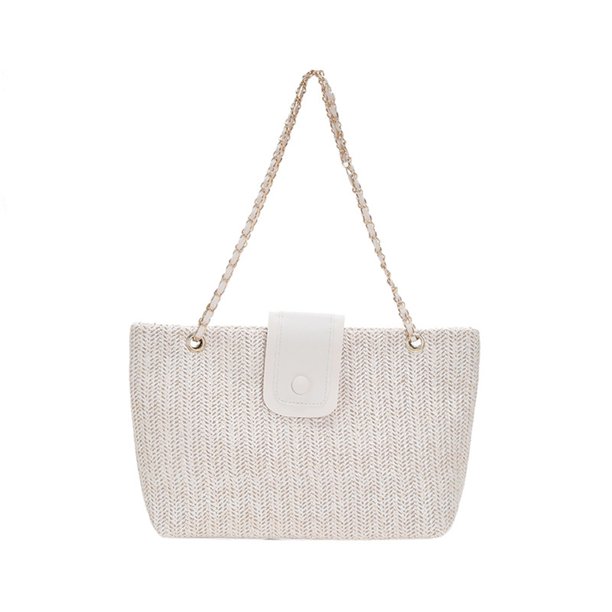Bolso Grande De Paja Para Mujer, Bolso De Hombro Con Solapa De Verano, Bolso Tejido Para Viaje