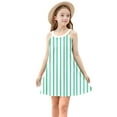thumbnail image 5 of Moocorvic Toddler Girls Dresses Summer Spaghetti Strap Striped Print Linen Casual Swing Sundress 4-5 Years,Green, 5 of 8