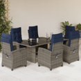 thumbnail image 1 of vidaXL 7 Piece Garden Dining Set with Cushions Grey Poly Rattan, 1 of 5