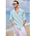 thumbnail image 4 of Coshow Men's Cotton Henley Shirt Long Sleeve Hippie Casual Beach T Shirts, 4 of 8