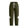 thumbnail image 5 of Pants for Women with Pockets 100% Cotton Fashion Elastic Waist Cropped Pants, 5 of 8