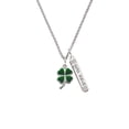 thumbnail image 2 of Delight Jewelry Silvertone Green Four Leaf Clover with Heart Leaves Silvertone Live the Life You Have Imagined Bar Charm Necklace, 23", 2 of 4