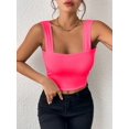 thumbnail image 4 of Women'S Sleeveless Skinny Basic Strappy Crop Tank Tops 2025 Rose Red M, 4 of 7