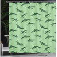 thumbnail image 3 of Ambesonne Sea Animals Shower Curtain, Cartoon Sharks Swimming, 69"Wx75"L, Fern Green, 3 of 4