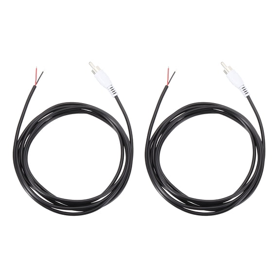 6.6FT RCA to Bare Wire Speaker Cable, 22AWG Replacement White RCA Male Plug to Open End Pigtail Audio Cable Connector Adapter for Amplifier, Home Audio Speakers, Pack of 2