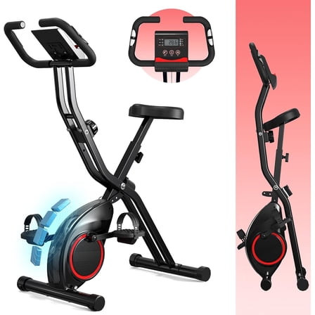 Foldable Exercise Bike for Small Apartments, Lightweight Stationary Bikes for Home, Indoor Portable Cycling Bike, 260LBS Capacity, 5.5 LBS Flywheel, Designed for Small Space Workout 816