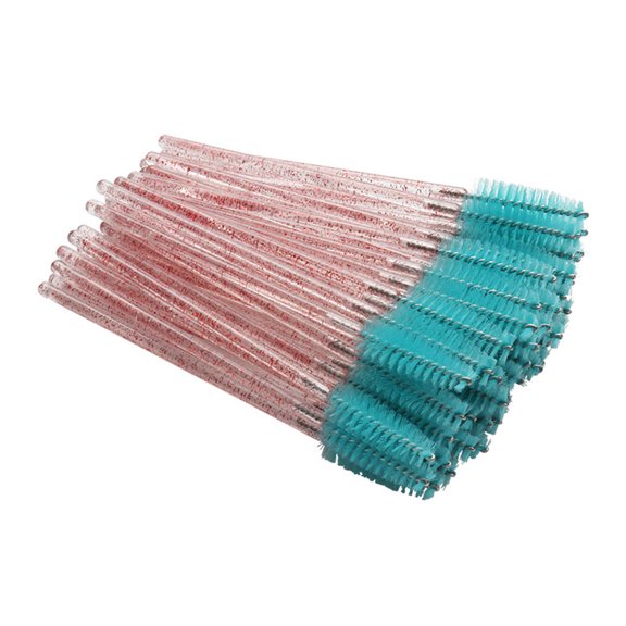 Cepillos de pestañas Seitruly 50 piezas varitas de cerdas dulces Rosa/Verde oscuro