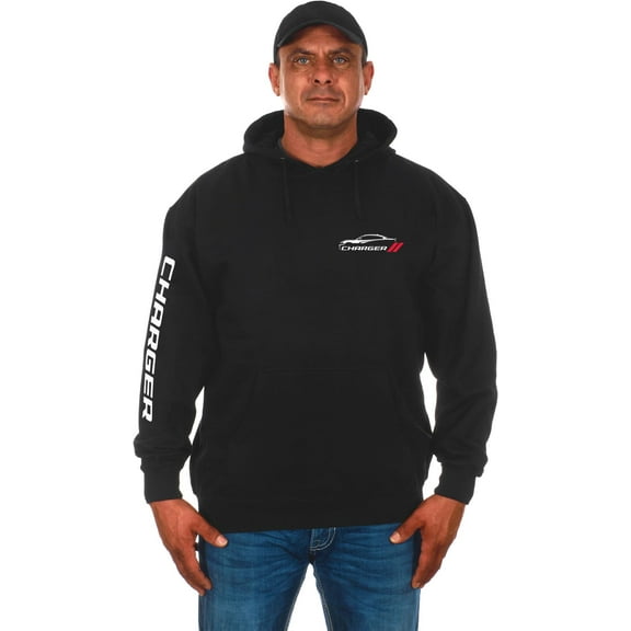 JH Design Men’s Dodge Charger Classic Black Pullover Hoodie Sweatshirt