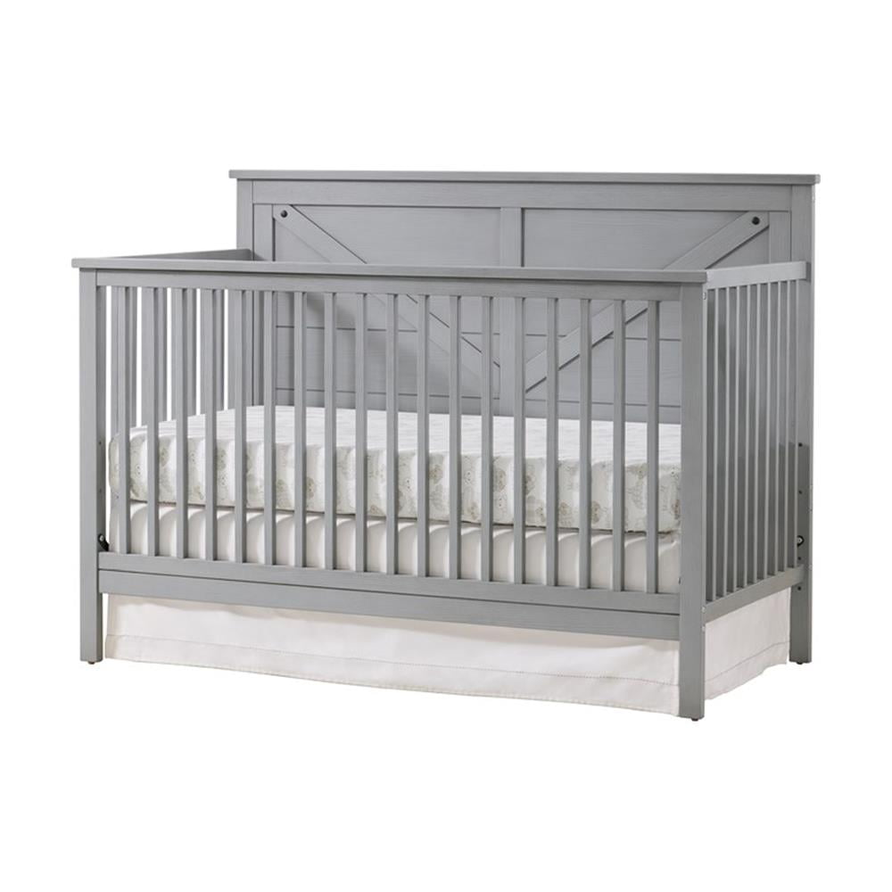 Oxford Baby Montauk 4-in-1 Convertible Crib, Farmhouse Gray, GREENGUARD Gold Certified, Wooden Crib