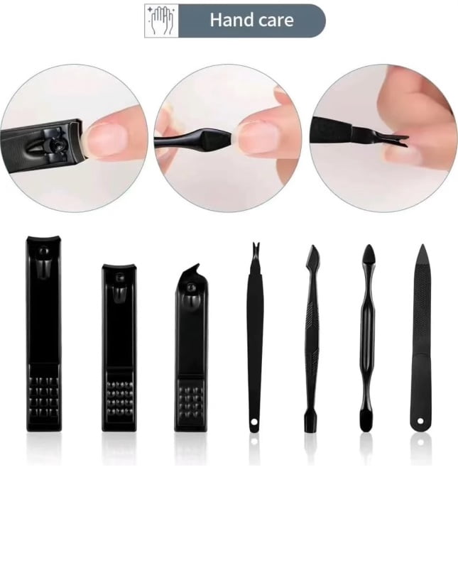 Black Nail Clipper 18 Set Stainless Steel Manicure Nail Scissors Pedicure Kit Nippers Trimmer Care Tool with Travel Case Kit