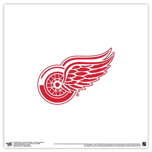 Gallery Pops NHL Detroit Red Wings - Primary Logo Mark Wall Art, Unframed Version, 12" x 12"