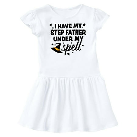 

Inktastic I Have My Step Father Under My Spell with Cute Witch Hat Gift Baby Girl Dress