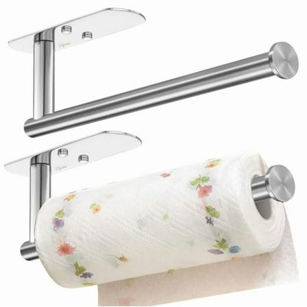 2 Packs Paper Towel Holder - Under Cabinet Paper Towel Holder For Kitchen,Sliver