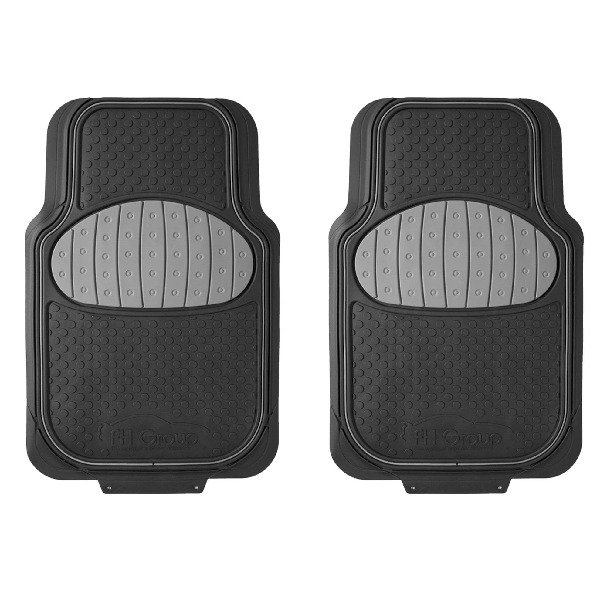 FH Group Climaproof Rubber Gray Car Floor Mats, Universal Fit 3pc Full Set with Air Freshener