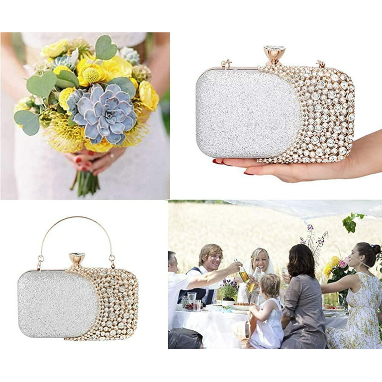 Unique Gold Rhinestone Evening bag Clutch Purse Party Bridal Prom