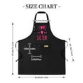 thumbnail image 4 of 2 Pack Adjustable Bib Apron for Cooking - Black with ' I LOVE SISTER ' Design in Pink & Heart Accents 2 Pockets Perfect for Men & Women, 4 of 5
