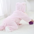 thumbnail image 6 of Adarl Winter Warm Newborn Baby Boy Girl Fleece Jumpsuit Hooded Romper Coat Outwear Pink 9-12 Months, 6 of 10