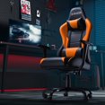 thumbnail image 3 of Homall Gaming Chair Office Chair High Back Racing Computer Chair PU Leather Adjustable Seat Height Swivel Chair Ergonomic Executive Chair with Headrest, Orange, 3 of 8