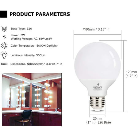 Hansang G25 Led Globe Light Bulbs 60w, Round Light Bulbs For Vanity