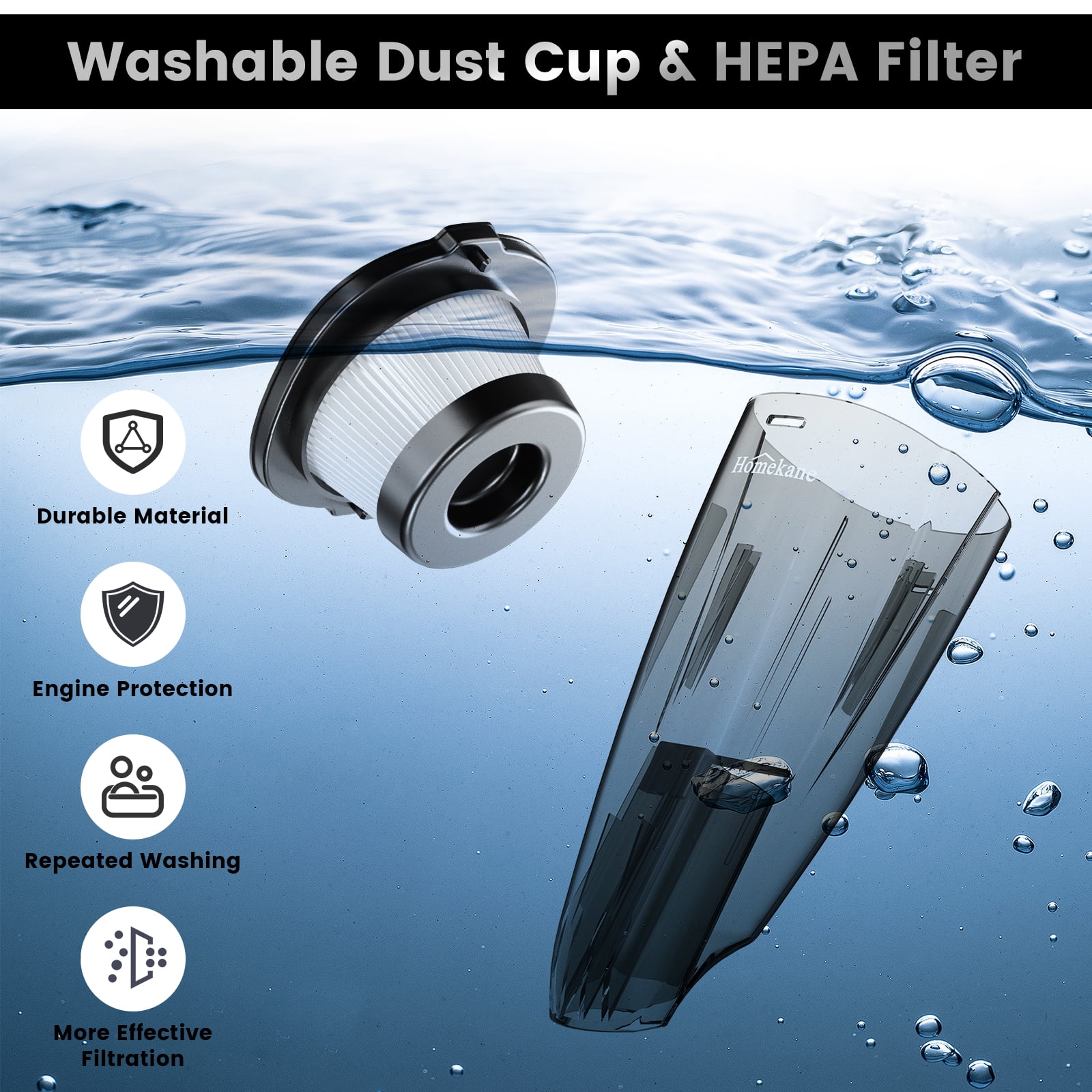 HOMEKANE Handheld Vacuum Cordless, with 2 in 1 Charging Stand，10000PA Hand Vacuum, Portable Lightweight for Home Car Pet, New