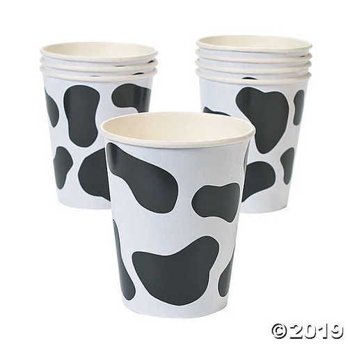 Cow Print Paper Cups Set of 8