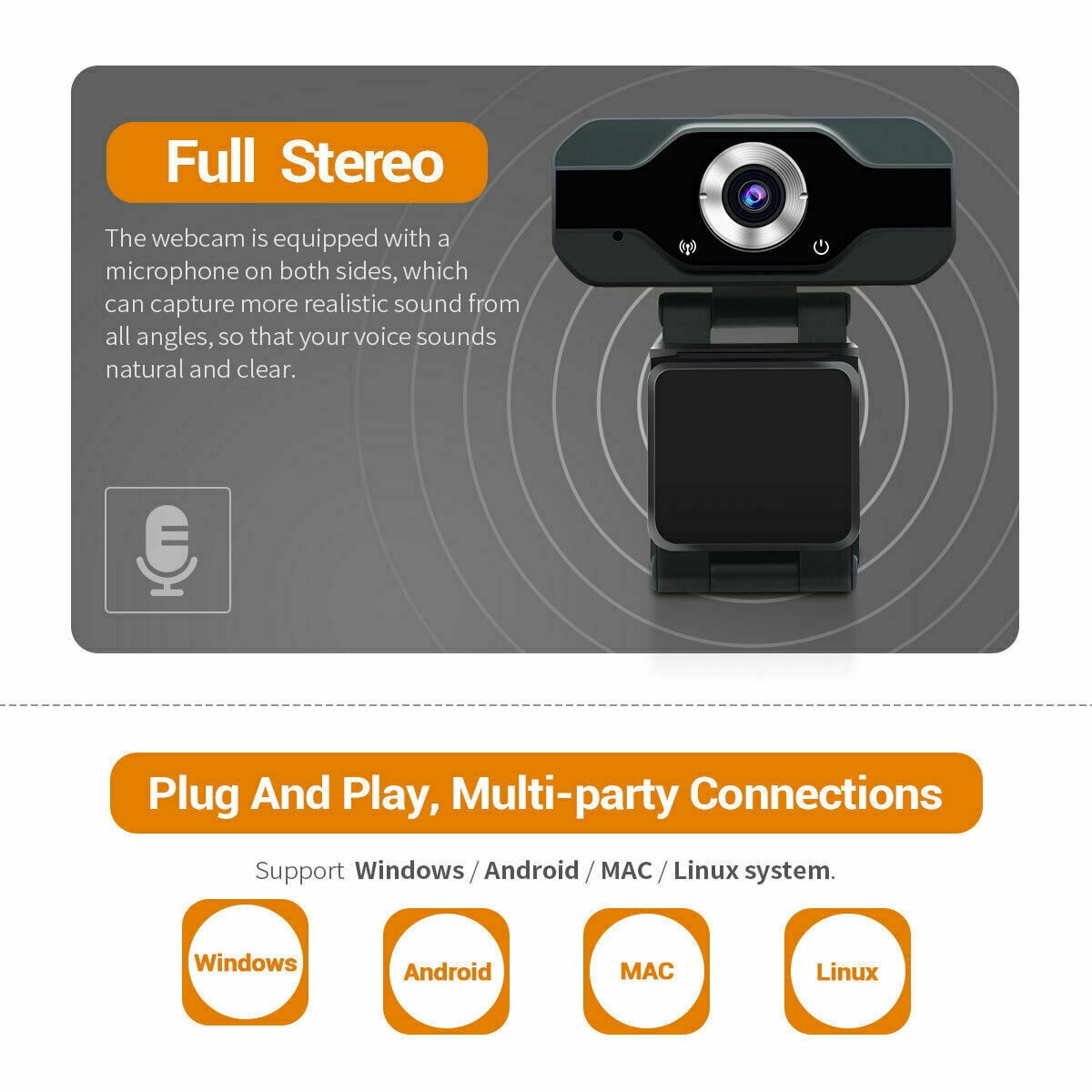 Amerteer 1080P Webcam PC with Microphone, USB 2.0 Web Camera for Laptop, Computer, Desktop, Plug and Play, for Live Streaming, Video Chat, Conference, Recording, Online Classes, Game