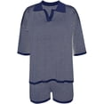 thumbnail image 3 of ZANKLEY Womens 2 Piece Knit Lounge Set Oversized V Neck 3/4 Sleeve Top and High Waisted Shorts, 3 of 12