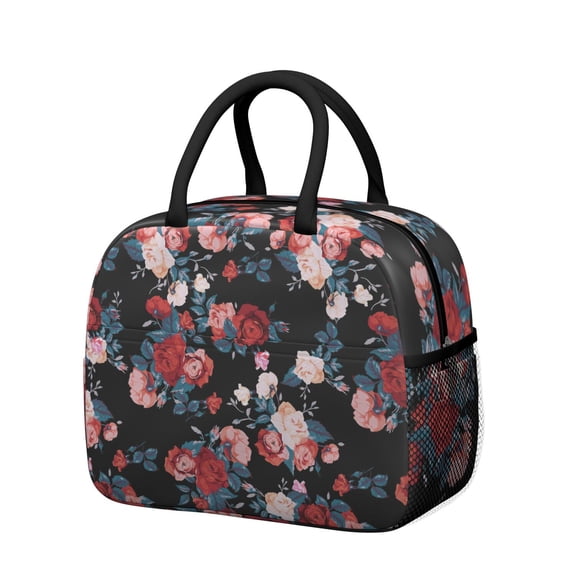Flower Lunch Bag for Women Men Reusable Insulated Lunch Bags, Leakproof Cooler Food Lunch Tote Bag, Large Capacity Lunch Box for Work School Travel Picnic