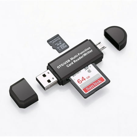 Micro USB OTG to USB 2.0 Adapter with SD/Micro SD Card Reader - Versatile and Compatible USB Standard Connector TIKA