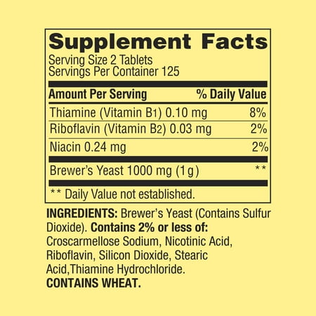 Spring Valley Natural Brewers Yeast Tablets, 1000 mg, 250 Count