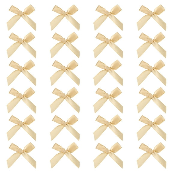 24 Pcs Mini Ribbon Bow 1.8 Inch for Craft DIY Cake Sewing Wedding Birthday Party Wrapping, Champagne