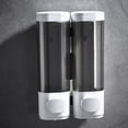 thumbnail image 4 of Inteprter Dispensador de fluidos de 300ML, contenedor de Gel de rellenable, botella de prensa para colgar en la pared, reutilizable para el hogar, Juegos de accesorios de baño Blanco 2PCS Inteprter HA071891-03, 4 of 6