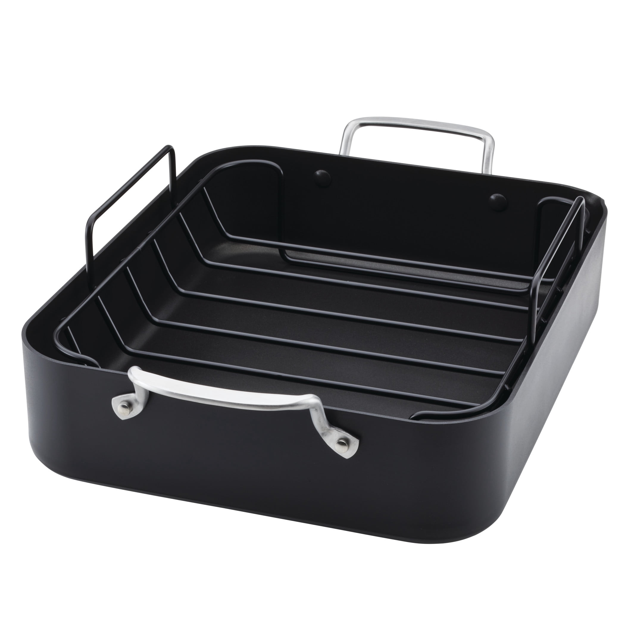 KitchenAid Hard Anodized 13x15.75 Inch Roaster with Removable Nonstick Rack, Oven Safe to 500°F, Matte Black