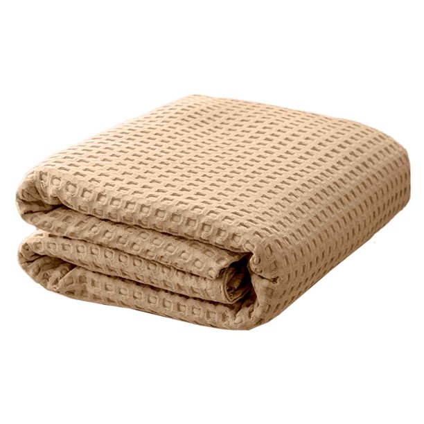 Manta de tejido gofre: manta ligera, suave, transpirable y lavada, perfecta para el verano; excelente capa para sofá cama, elegante decoración del hogar