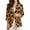 Amber Leopard, variant on Women's Faux Linen Blazer Aztec Tribal Geometric Print Casual Open Front 3/4 Sleeve Lightweight Work Jacket with Pockets Spring Summer Cardigan Wear, L