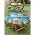 thumbnail image 5 of Outdoor Tablecloth with Umbrella Hole Zipper Coastal Ocean Round Tablecloth 60" Waterproof Outside Table Cloth Sandy Beach Coconut Tree Blue Sky Scenery Patio Table Cover Tablecloths for Picnic Party, 5 of 8
