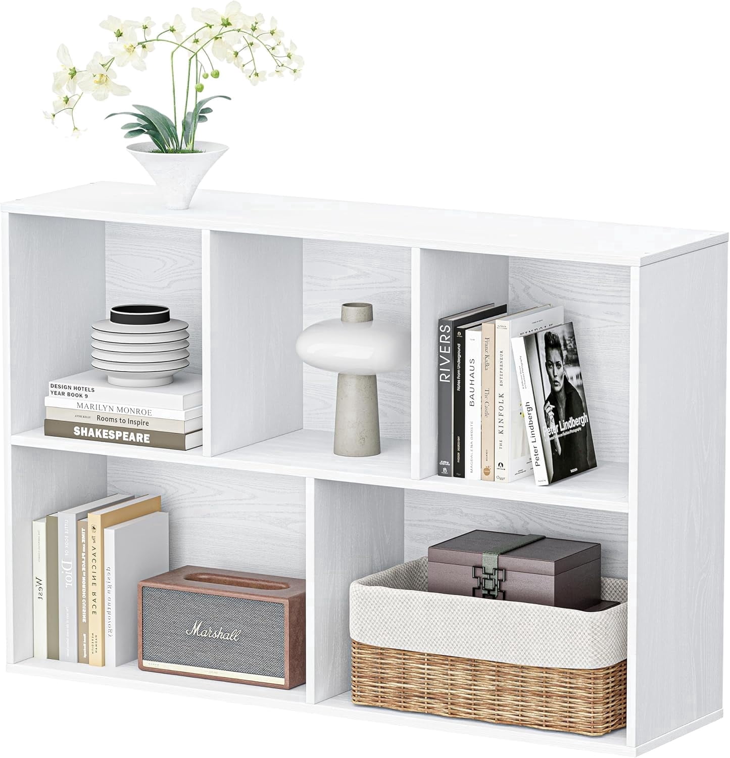 Jpiziso 5 Cube Storage Organizer 35.98"x 9.45" x 24.09" Bookcases with Closed Back for Home Office, Living Room, Bed Room White