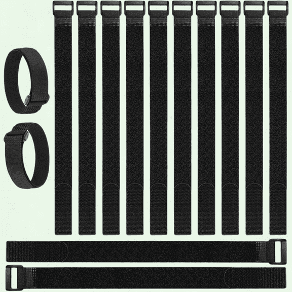 12pcs Adjustable Hook and Loop Cable Straps, 1"x 24", Fastening Releasable Straps with Buckles, Cord Organizer