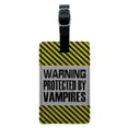 thumbnail image 1 of Graphics and More Warning Protected By Vampires Rectangle Leather Luggage ID Tag, 1 of 1