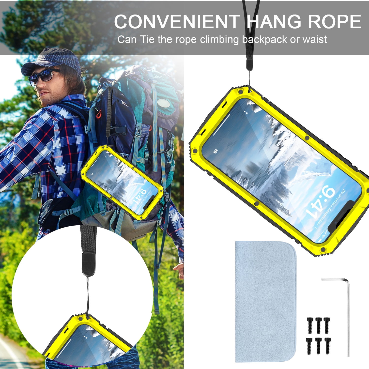 for iPhone 16e Armor Cover Case with Screen Protector, with Built-in 360° Rotate Ring Stand Heavy Duty Protection Cover Case for Apple iPhone 16e, Yellow