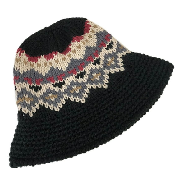 lanema Women Florals Fisherman Hat Knitted Basin Hat Warmth Bucket Hat for Holiday