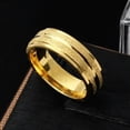 thumbnail image 2 of EOEMY 6mm Matte Stylish Band Men'S Titanium Steel 18K Gold Plated Wedding Ring Sz 7-11, 2 of 6