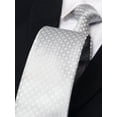 thumbnail image 2 of Yongchuantie Men's 3.15" Necktie Silver Checkered Pattern Tie 8CM Wide Tie+Gift Box, 2 of 6