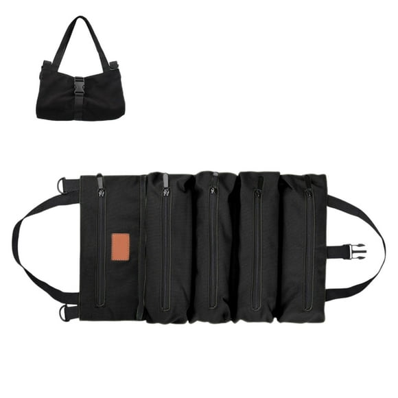 Fridja Multifunctional Tool Bag, 5-Zipper Compartment Tool Organizer Portable Tool Storage Bags Waterproof Cloth-Zipper Pouch for Mechanic, Electricians, Repairman, 18.5 x11 in, Black