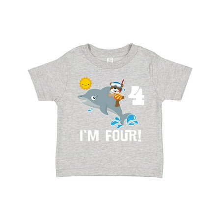 

Inktastic 4th Birthday Party Dolphin 4 Year Old Gift Toddler Boy or Toddler Girl T-Shirt