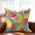 thumbnail image 2 of Watermelon Lemon Throw Pillow Cover Summer Watercolor Fruit Cotton Linen Cushion Cover Throw Pillow Case with Invisible Zipper for Couch Sofa Bed Chair Car 20x20 Inch, 2 of 9