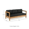 thumbnail image 2 of Ash & Ember Grade A Teak Sierra Sofa with Black Cushions, Classically Styled Outdoor Club Lounger, Seats 3 People, Weather Resistant Teak & Cushions, 2 of 6