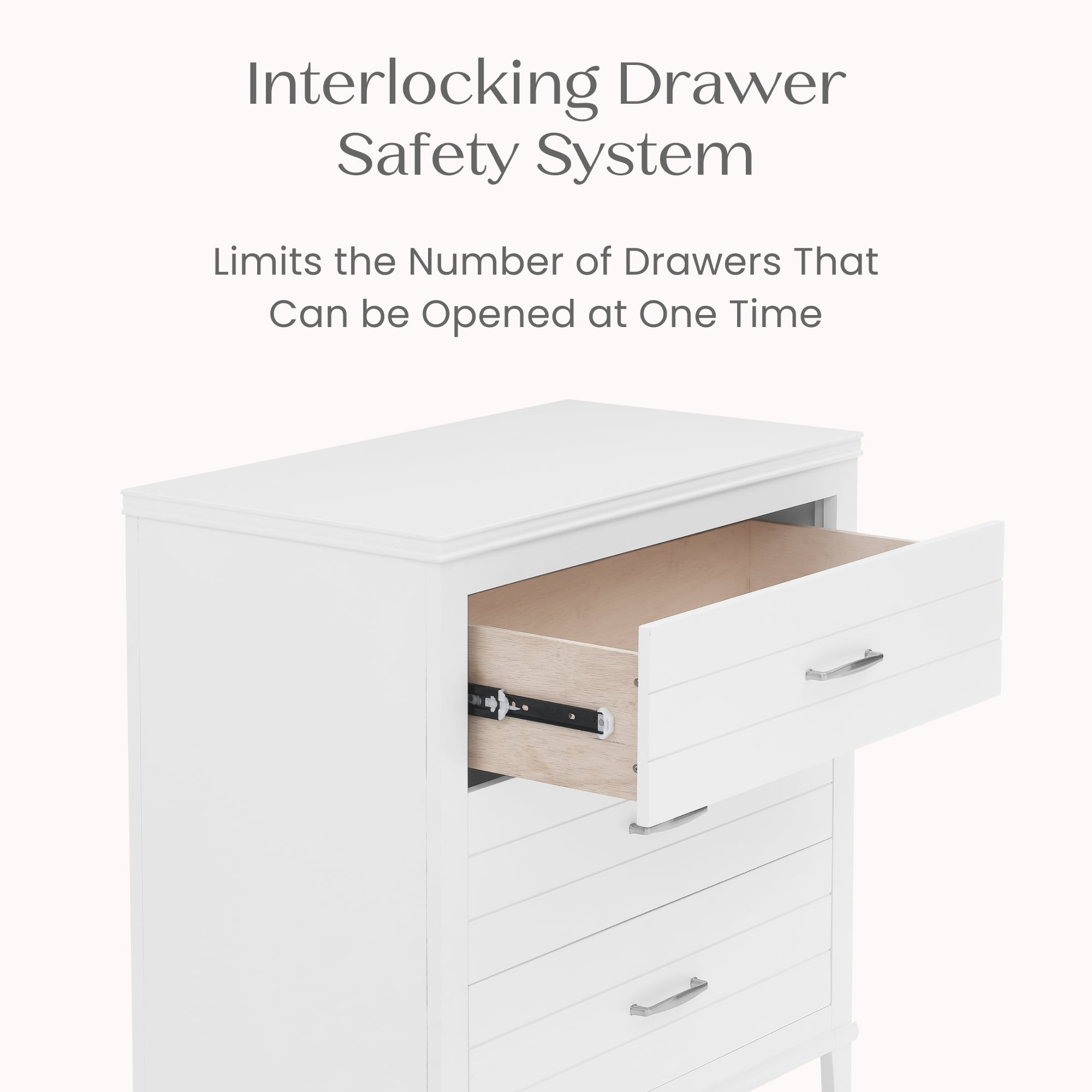 Delta Children Phoebe 3 Drawer Dresser with Interlocking Drawers, Bianca White